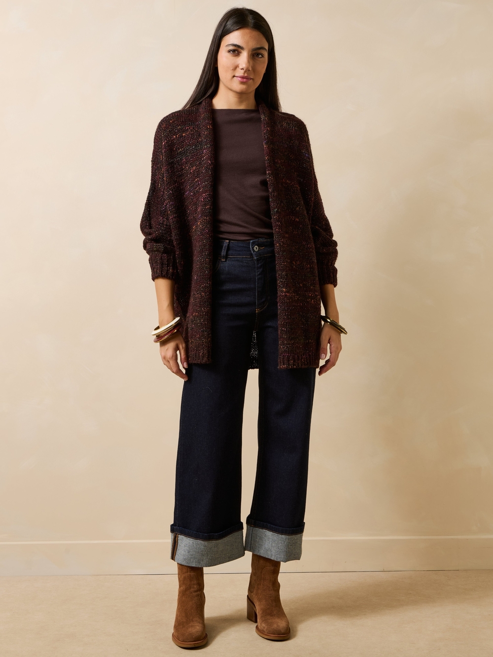 Habitat Clothes To Live In Brown Rust Cardigan Sweater M